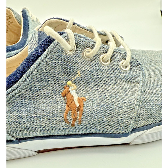 Polo Ralph Lauren Faxon Low Sneaker Men Denim Blue Size 11.5D EU 45 - Picture 5 of 12